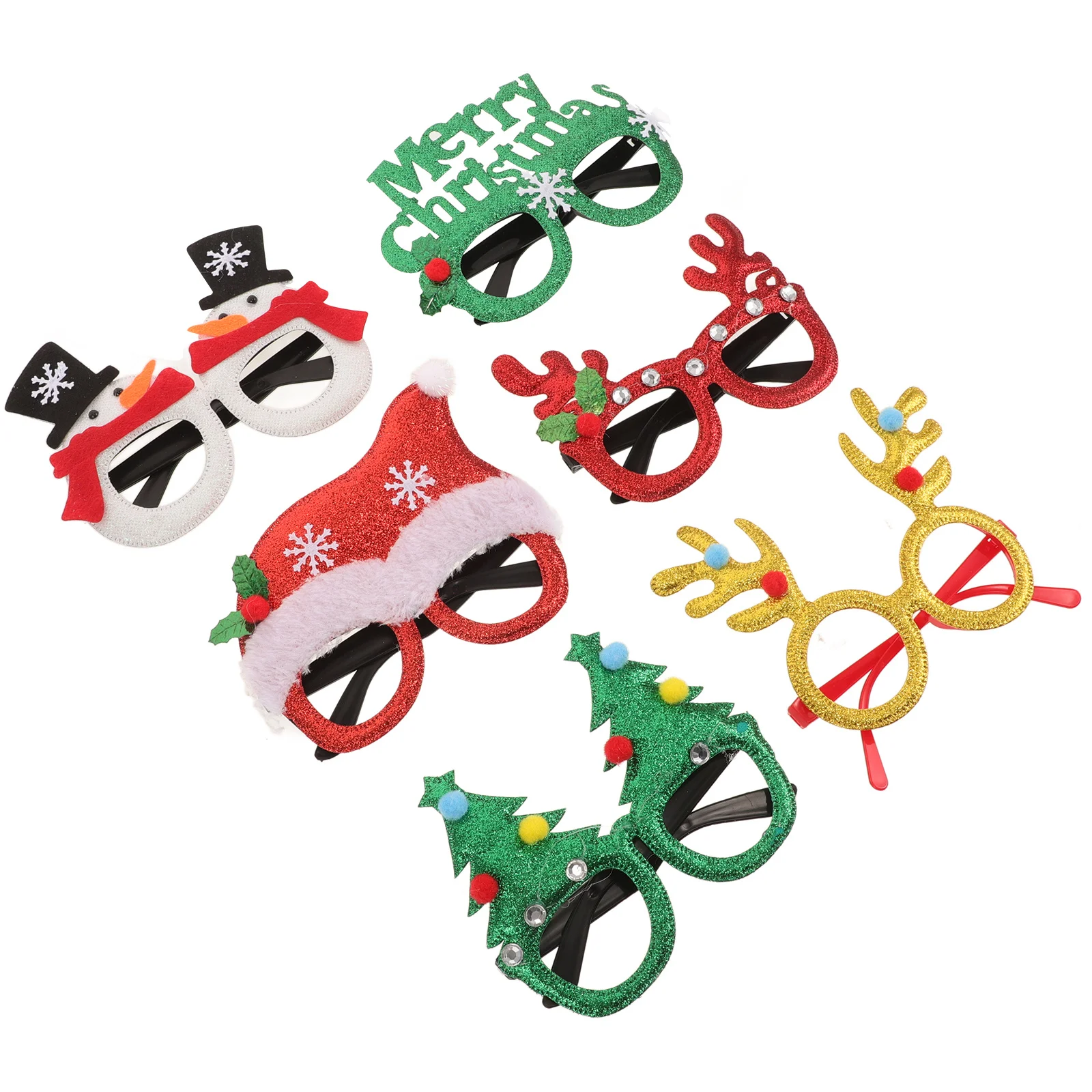 

6Pcs Party Glasses Colorful Xmas Decorations Funny Photo Props Christmas Eyeglasses Frames Novelty Party Supplies