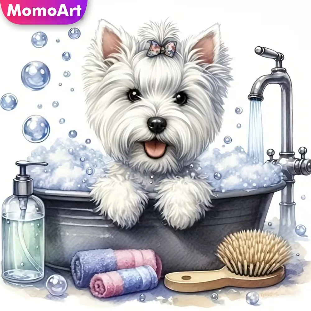 Momoart Hund Diamantmalerei Tierbild Strass Diamantmosaik DIY Neuerscheinung Stickerei Deko für Zuhause Feiertagsgeschenke