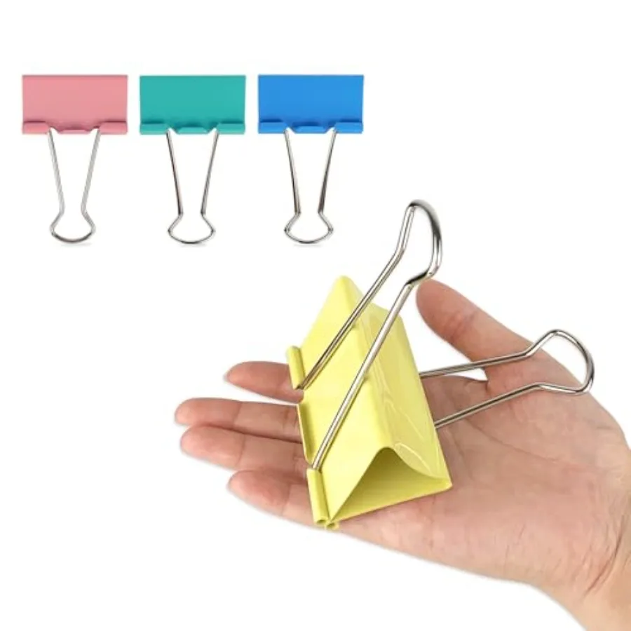 

Mega-Sized 3-Inch Premium Colored Binder Clips - 8-Pack Featuring 4 Distinct Colors, 2 Extra Large Clips Each