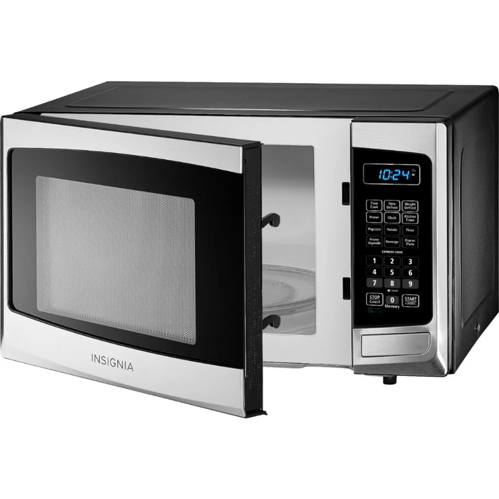 Microwave, Sarung tahan karat, bahkan pemanasan, kontrol elektronik, fitur penguncian keselamatan anak, Cu 0.9. Ft. Microwave kompak