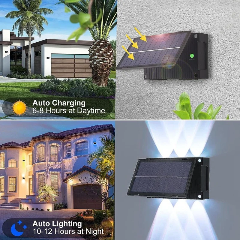 防水ソーラーLEDウォールランプ,屋外,防雨,庭,中庭,インテリジェント光制御,調整可能b
