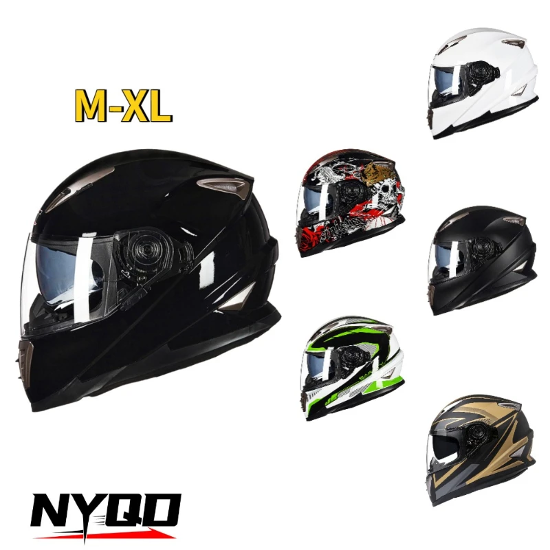 Motorcycle helmet, double lens, anti-fog and breathable, universal in all seasons, adult full helmet, safe travel protection