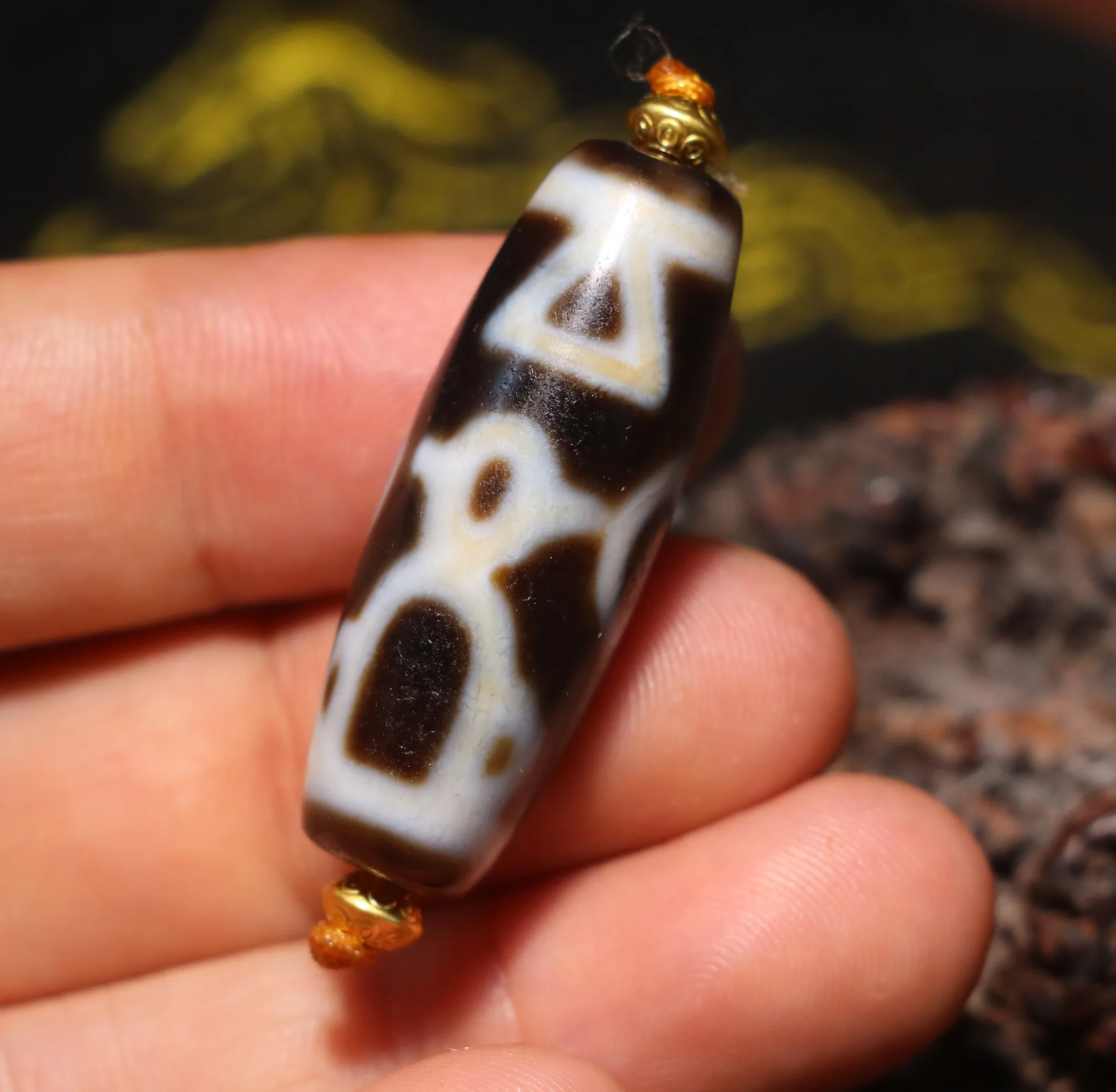 

Treasure Magic Energy Tibetan old Agate Happy Buddha Symbol dZi Bead Totem Fit For Making Bracelet Lkbrother UPD221211A12