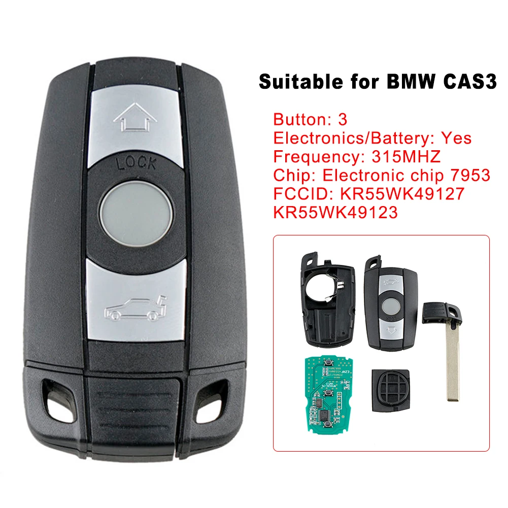 3 Button Replacement Remote Car Key for BMW 1 3 Series X1 X5 X6 128i 135i 328i 328xi 335i 335xi 525i 535i 535xi 528i E70 E71 E72