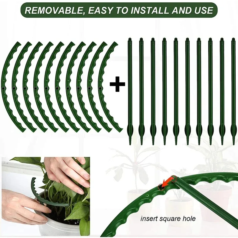 1-28PC Greenhouse Plant Support Stakes Semi Circle Hoops for Indoor Outdoor Flowers Vine Trellis and Garden Bed Plant Protection