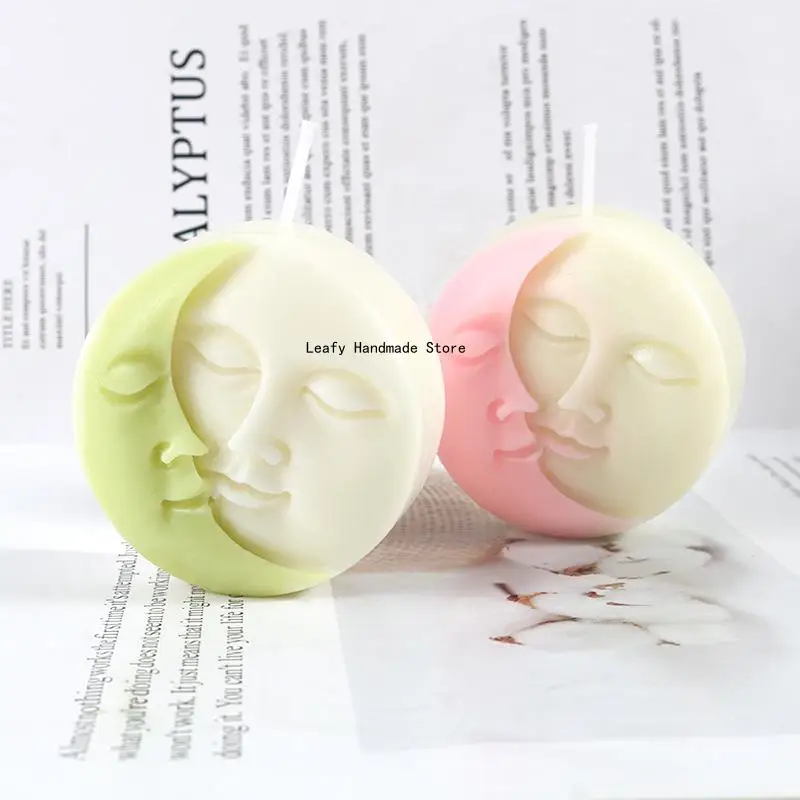 Stampo per candele Moon Sun Face Candle stampo in Silicone strumento per candele per aromaterapia fai da te strumento per candele fatto a mano