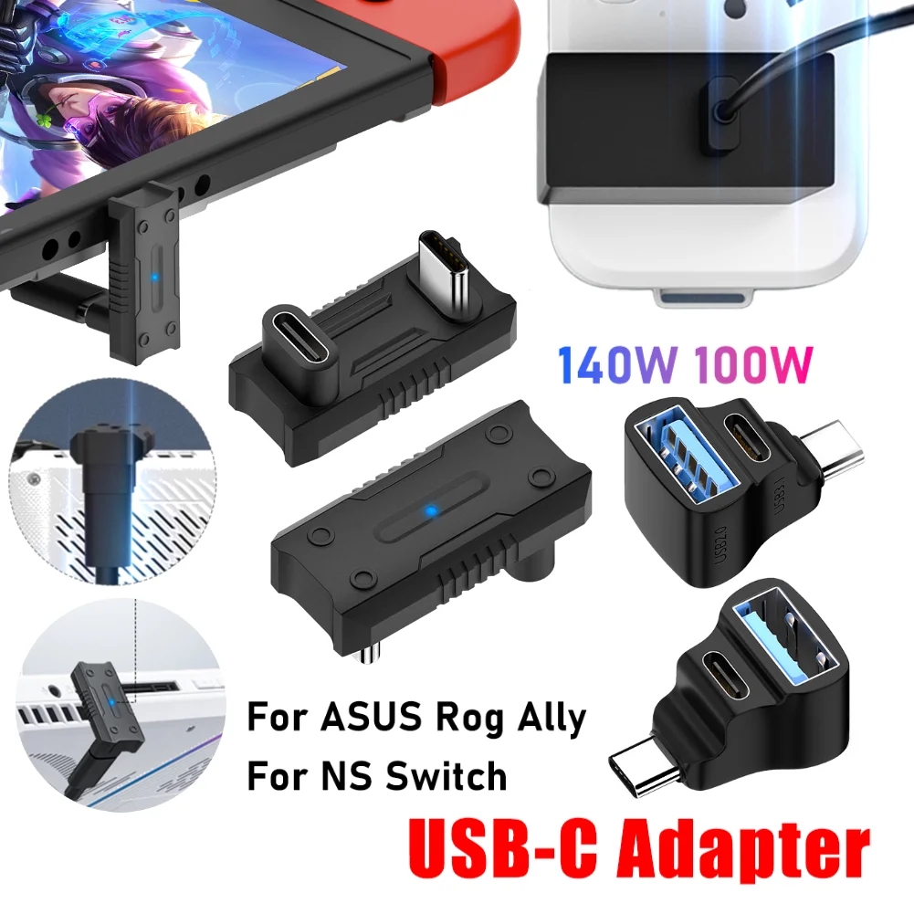 1/2PCS USB-C Zu USB-C Adapter PD140W/100W USB-C Stecker Auf USB-C Buchse Adapter 20Gbps 180 grad für ASUS Rog Ally Spielkonsole
