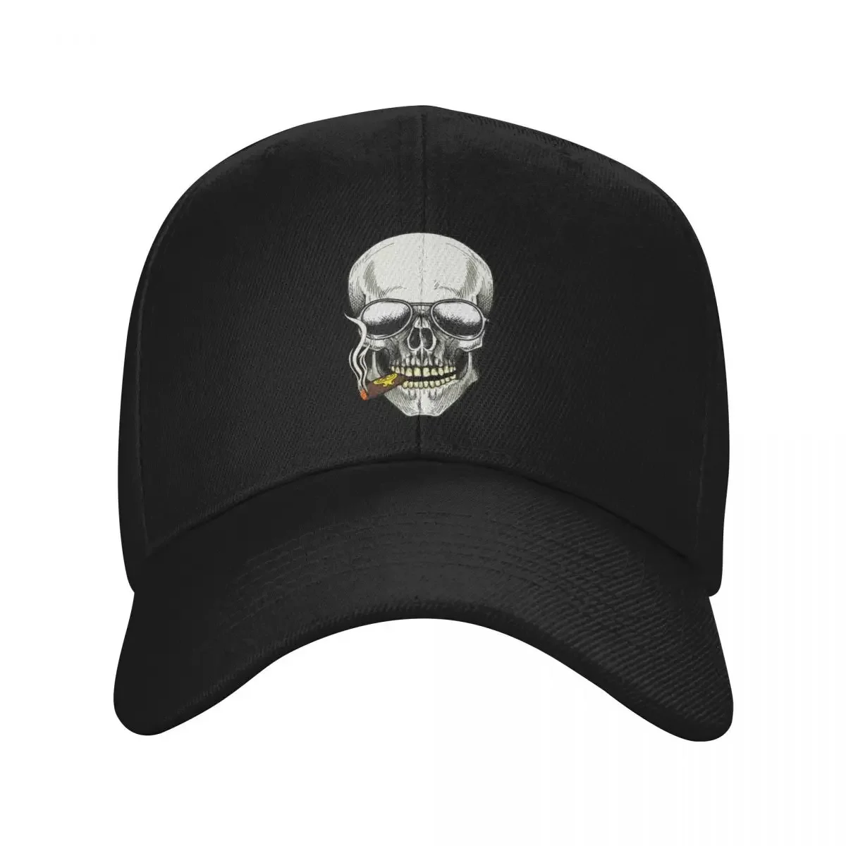 

Skull Head Smoking Cigar Design Baseball Cap Hat Baseball Cap Luxury man cap Vintage Caps Women Men's