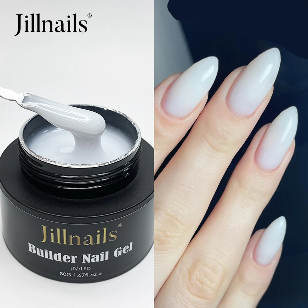 Jillnails Gel Nail Builder 50g Nude Milky White Pink Selbstnivellierendes mittelstarkes Gel für die Nagelverlängerung