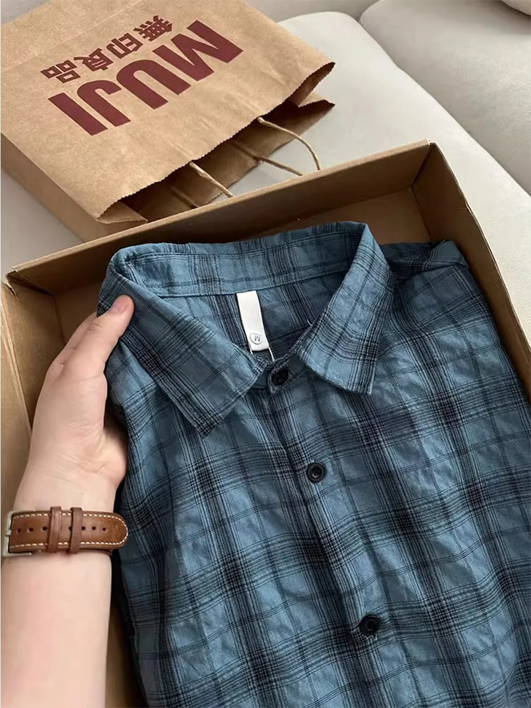 

Мужская летняя клетчатая одежда в стиле ретро в американском стиле из ледяного шелка Qui Dry Sun Protection irt Тонкая верхняя одежда повседневная свободная посадка