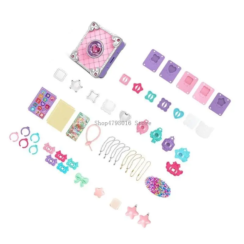  Kids' Locket DIY Rings Bead Colourful Bag Pendant Keychain Craft Set for Girls