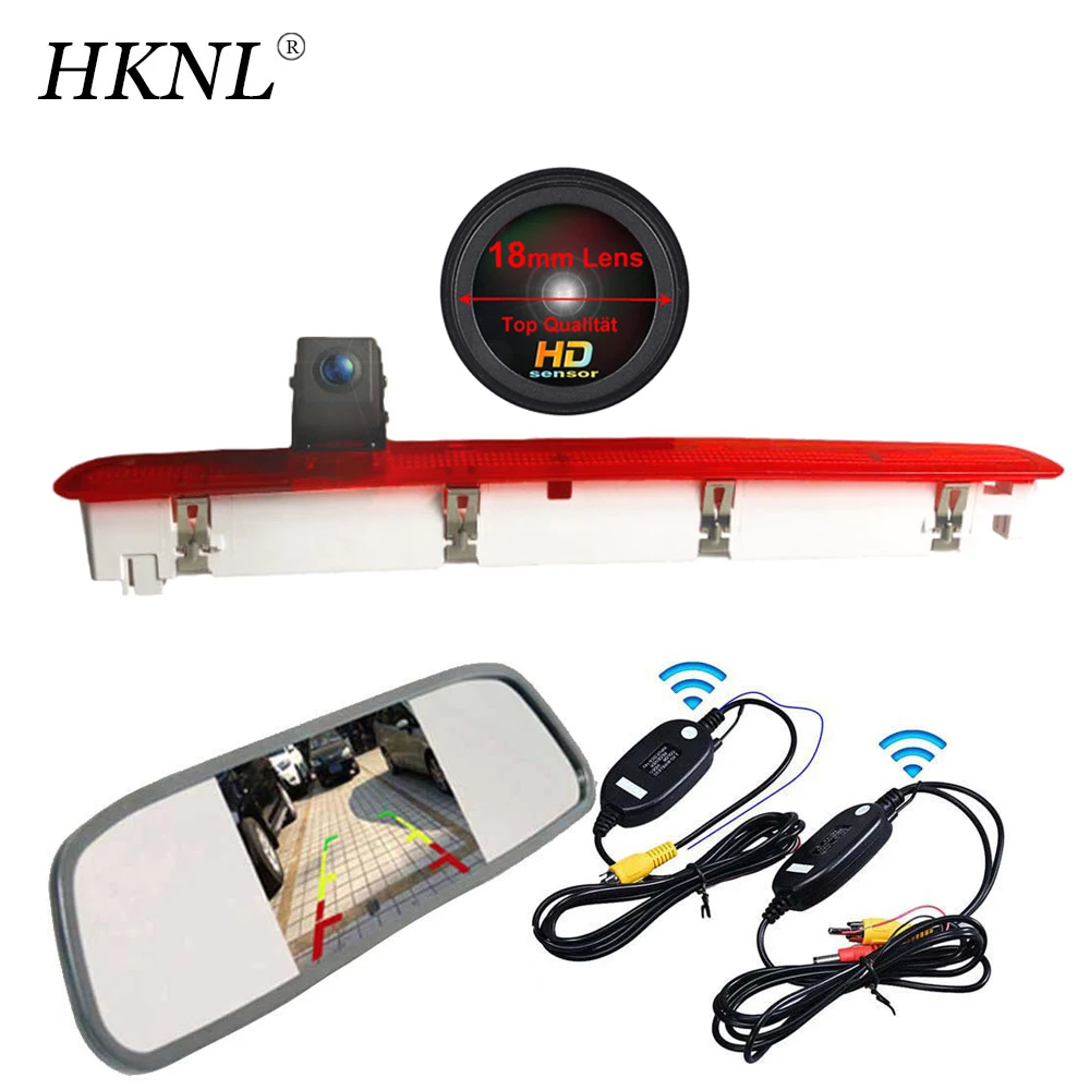 For VW T6 Bus 1 door HKNL HD lens Car Reverse Camera With Mirror 2.4GHZ Wireless Transporter Business Heckklappe Brake Light Red