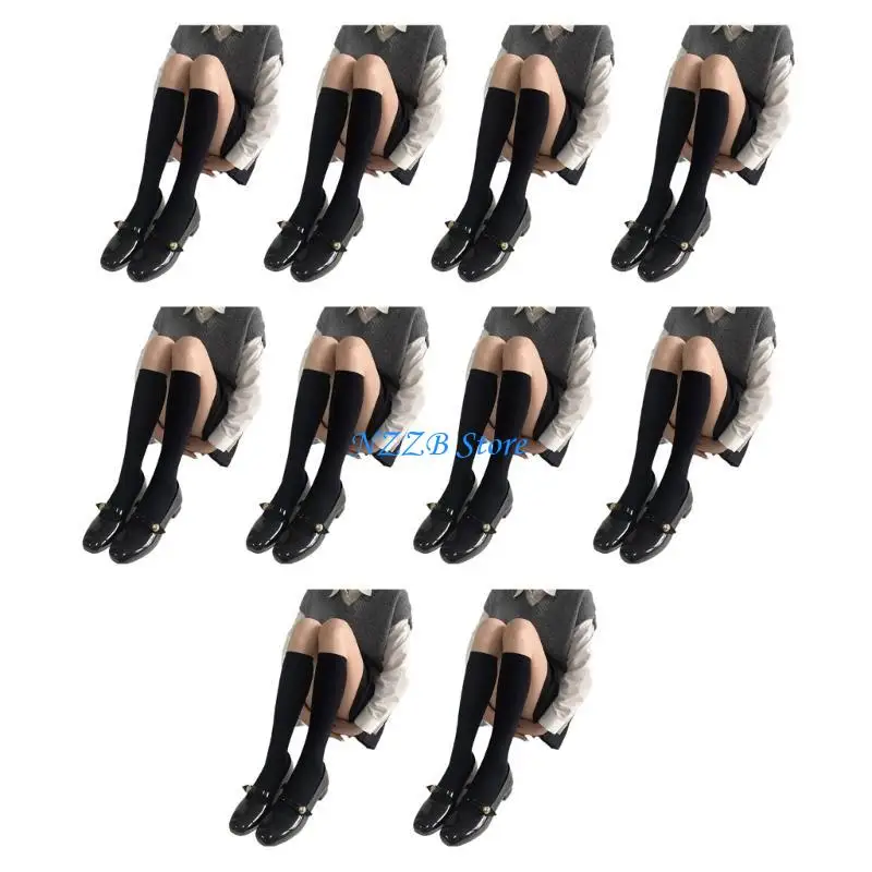 

T21F 10 Pairs Mids Calf Socks Multiple Colors Practical Comfortable Women