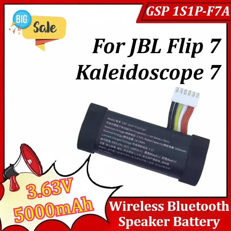 

GSP 1S1P-F7A 3.63V 5000mAh Wireless Bluetooth Speaker Battery for JBL Flip 7 Kaleidoscope 7 Replacement Battery