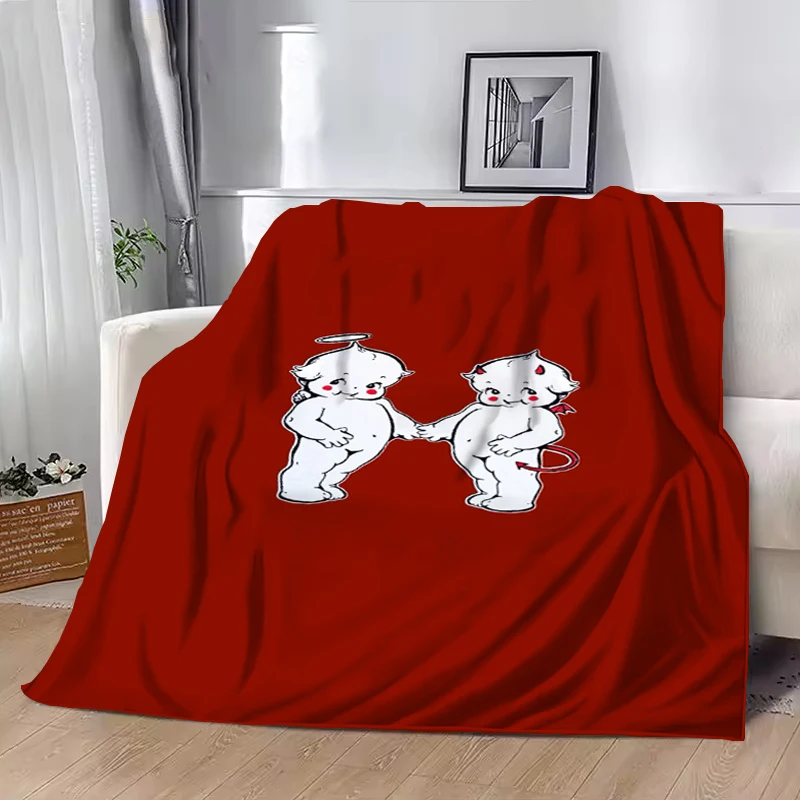 

Kewpie Devil Western Devil Throw Blanket Downy Anime Blankets for Decorative Sofa Office Portable Microfiber Bedding Throwing