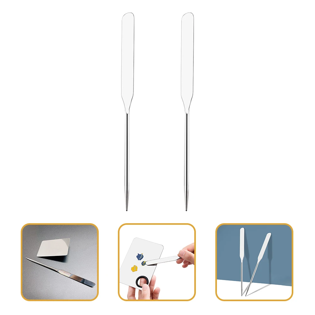 

2pcs Makeup Spatula Stainless Steel Mixing Tool Palette Stick For Foundation Eye Shadow Lip Color Long Metal Stirring