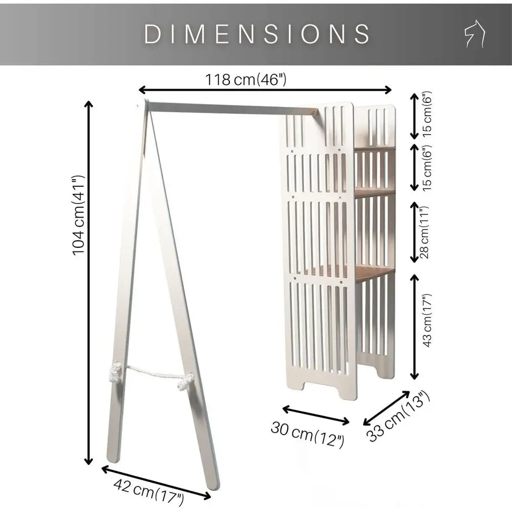 Children's Wooden Clothing Rack for Toddler Wardrobe Storage Solutions
