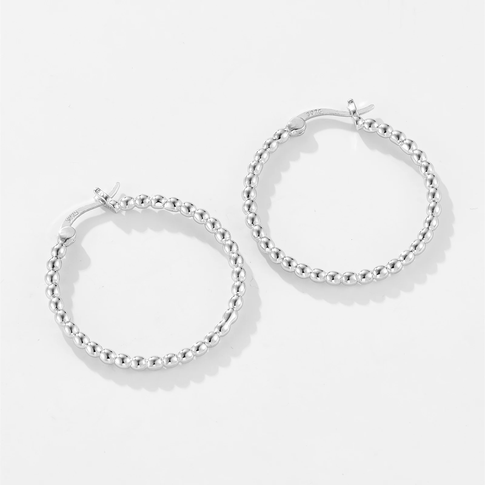 ANDYWEN 925 Sterling Silver 25mm Beads Hoops 2023 Rock Punk Piercing Loop Circle Earring Fashion Fine Jewelry Ohrringe Pendiente