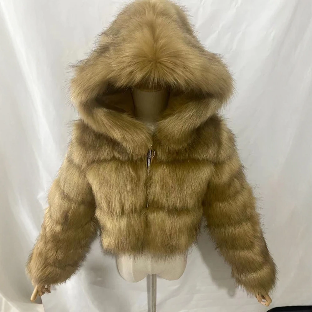 Europäischer und amerikanischer Stil, Pelzimitat, kurze Damenjacke, PU-Leder, kragenlos, moderne Mode-Oberbekleidung