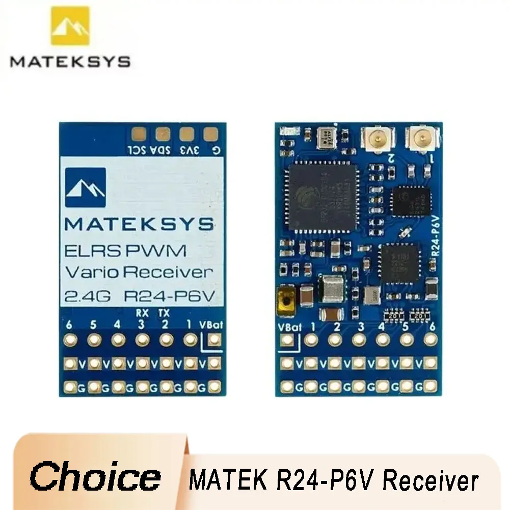 

MATEKSYS R24-P6V Receiver EXPRESSLRS 2.4GHz 22.5dBm Anti Interference For FPV Drone Long Range Flyers Enthusiasts