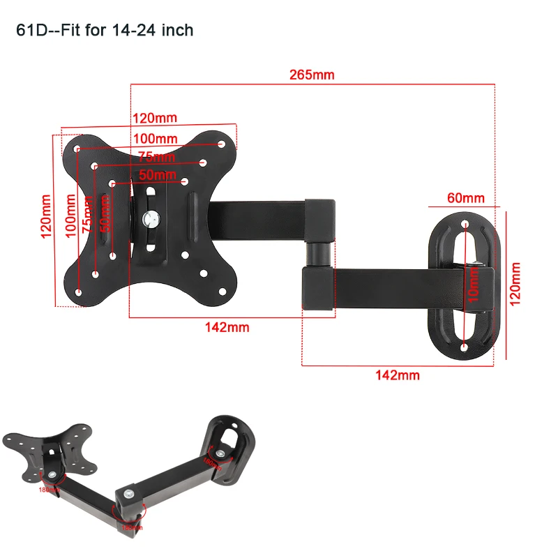 14-42-calowy uniwersalny regulowany uchwyt ścienny do telewizora Obrotowy uchwyt z pełnym ruchem Obsługa monitora Płaskie wsporniki panelu LED