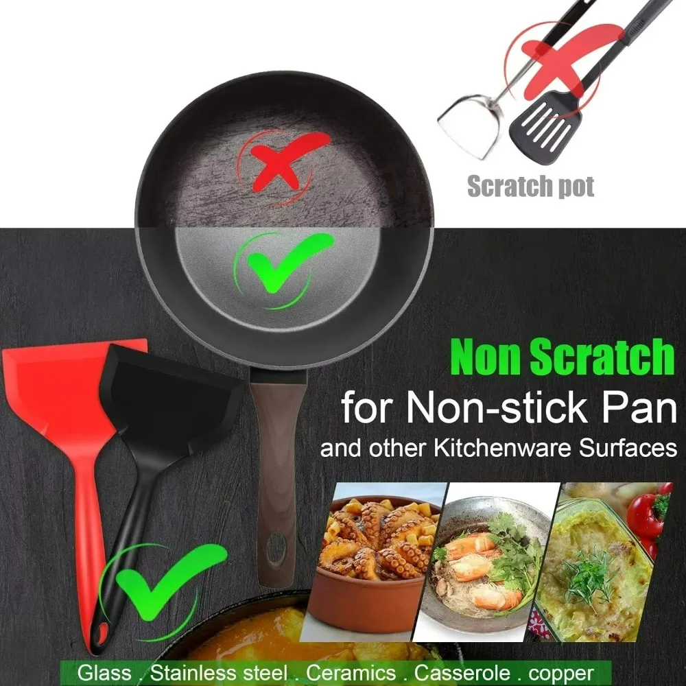 Silicone Spatula Pancakes Shovel Omelette Spatula Turner for Eggs Fish Pancake Non Stick Wide Soft Pizza Shovel Kitchen Scraper