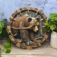 3D Bear Wall Clock, DIY Metal Silent Clock with 2D High-Definition Printing,Summer Kitchen Wall Decor , Brown Bear Design