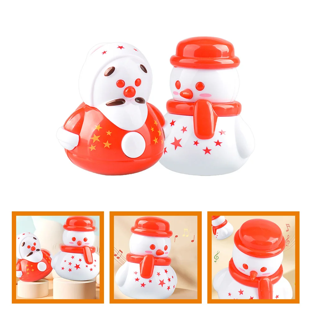 2 Pcs Mini Snowman Toy Christmas Tumbler Adorable Desktop Ornament Baby Decoration