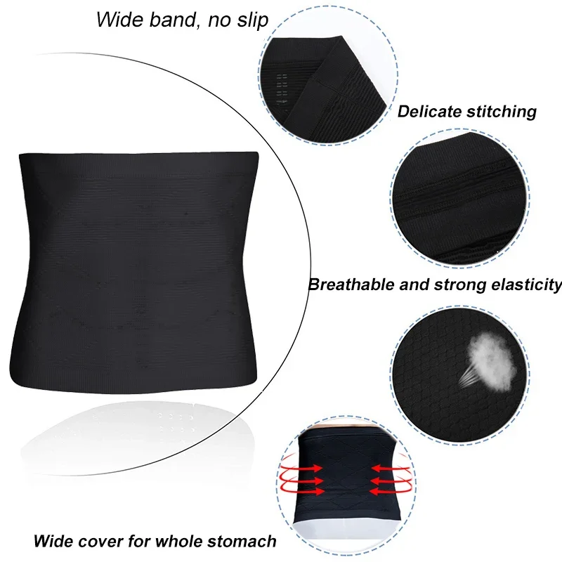 Mens Tummy Control Shapewear Compression Waist Cincher Slimming Body Shaper Belly Fat Girdle Stomach Band Back Support Belt