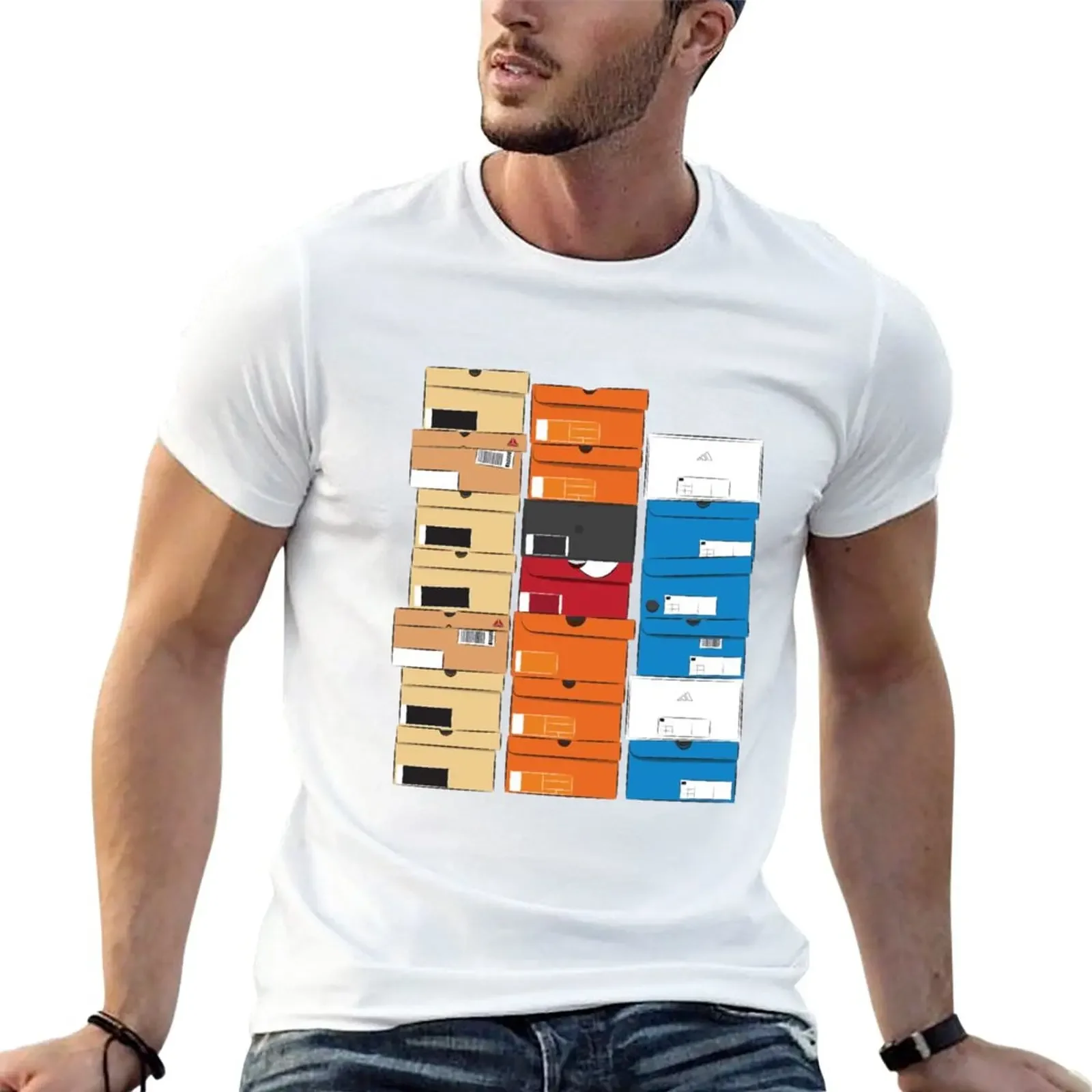 Closed triple stack shoe boxes logo 1D T-Shirt summer tops plus sizes men t shirt