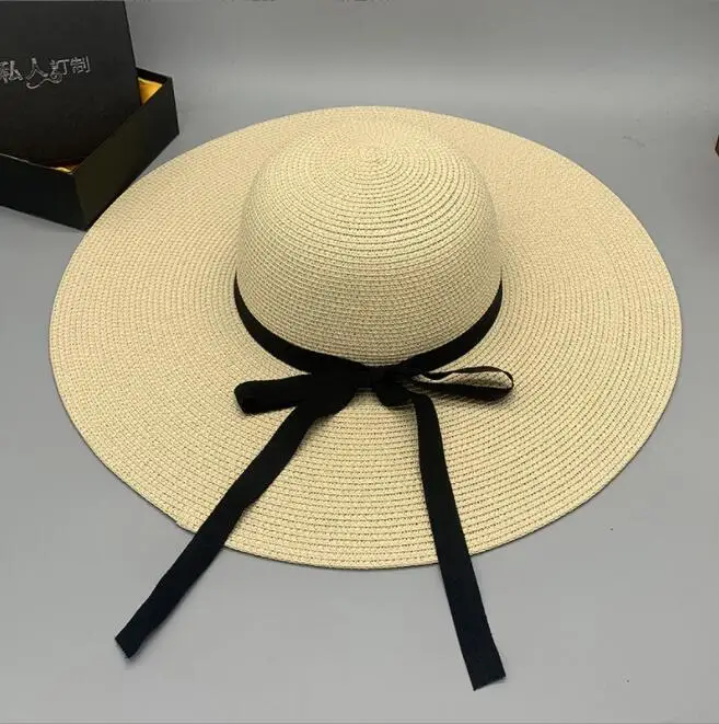 2024 Encrypted paper braid foldable sunshade Beach Hat seaside cornice hat convenient to carry large straw sun hat for women