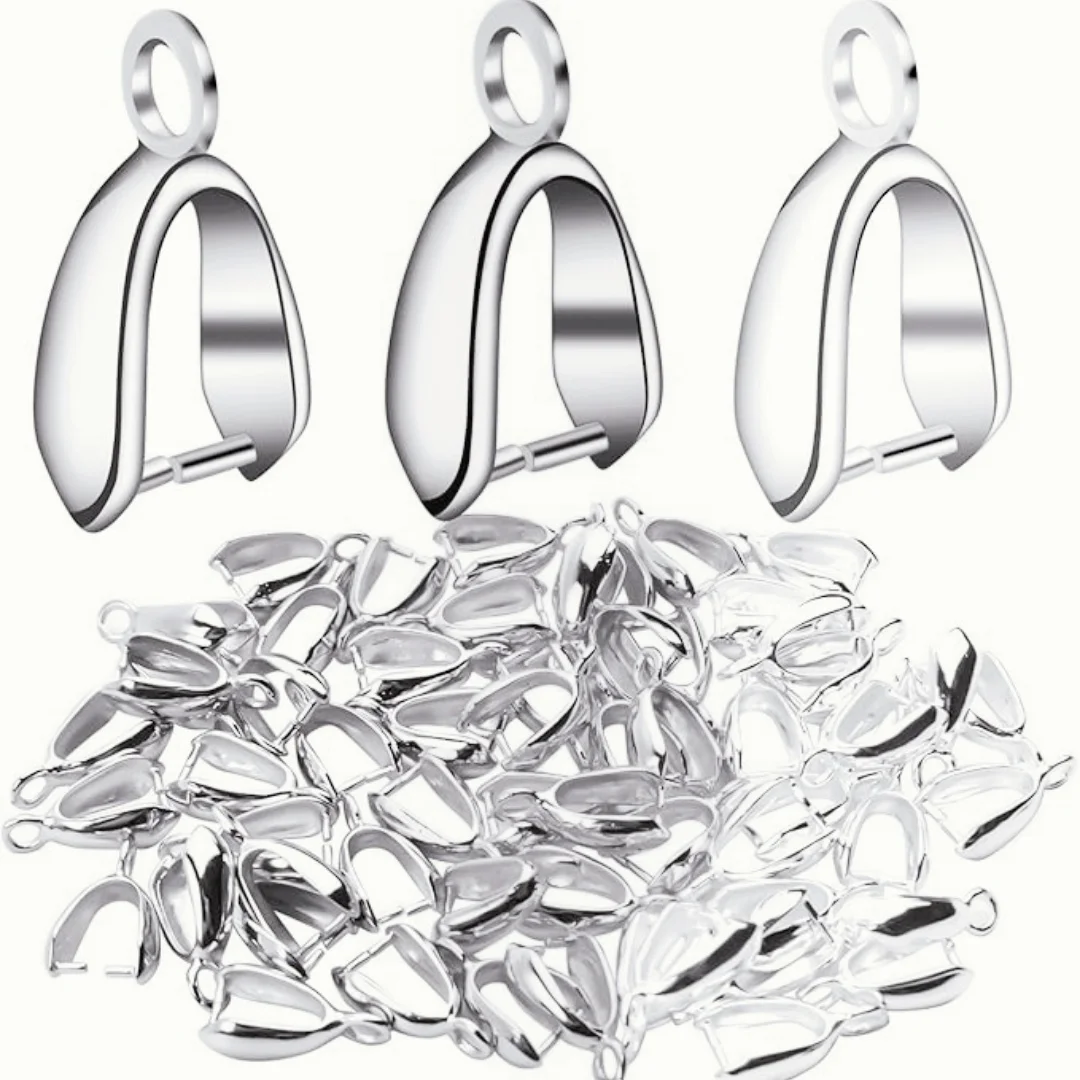 20/50/100PCS 925 Silver and Gold Plated Copper Clip Pendants Base for DIY Necklace Earring Jewelry Making 5*9MM