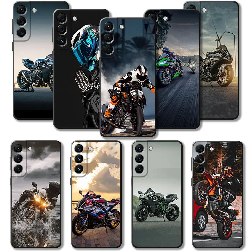 Protective Phone Case For Samsung Galaxy S24 S23 Ultra S22 S21 S20 Plus S10 S10e FE Edge Capa Cases Fashion Motorcycle Man