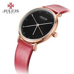 Top Lady Women's Watch Fine Fashion Luxury Style Hours Dress Bracelet Real Leather Classic Girl Birthday Gift Julius No Box