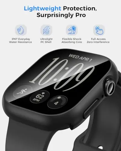 Tempered Glass Film+Cover Case for Apple Watch Series 6 7 8 9 10 11 SE 12 Screen Protector iWatch 46mm 42mm 40mm 41mm 44mm 45mm