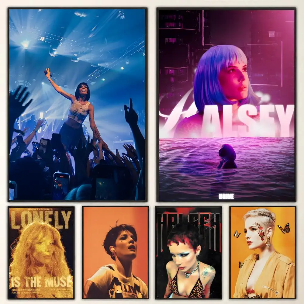 halsey Alternative Pop Singer Album Striking Portrait Poster Aesthetic Art Print for Bedroom & Living Room Decor, Unframed