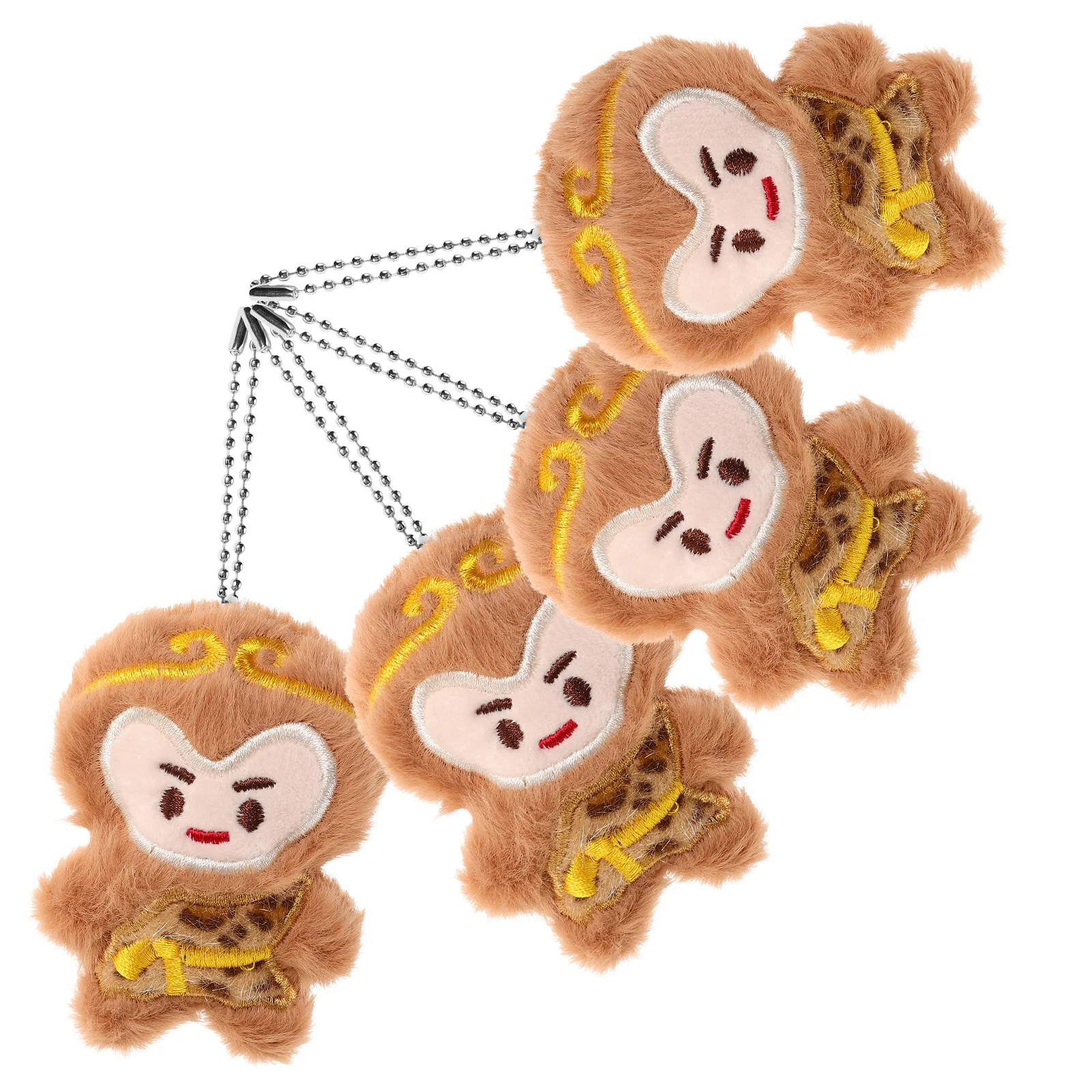 

4 Pcs Goku Plush Key Ring Monkey Keychains Animal Pendant King Charm Lovely