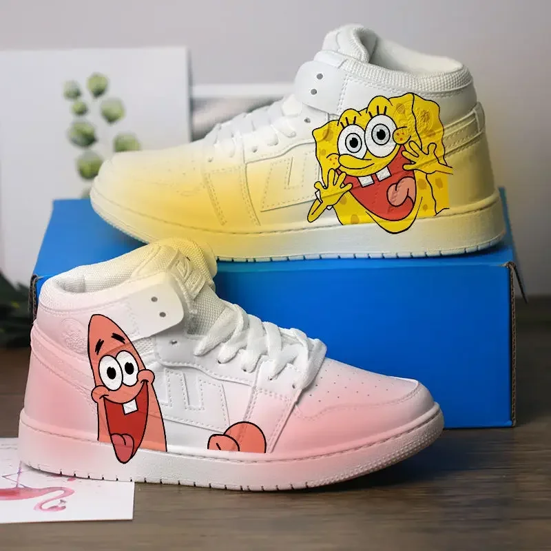 Nuevos zapatos originales de mujer con dibujos de Bob Esponja, pantalones cuadrados de princesa, bonitos zapatos casuales, zapatos deportivos suaves para regalo de novia, talla UE 35-44