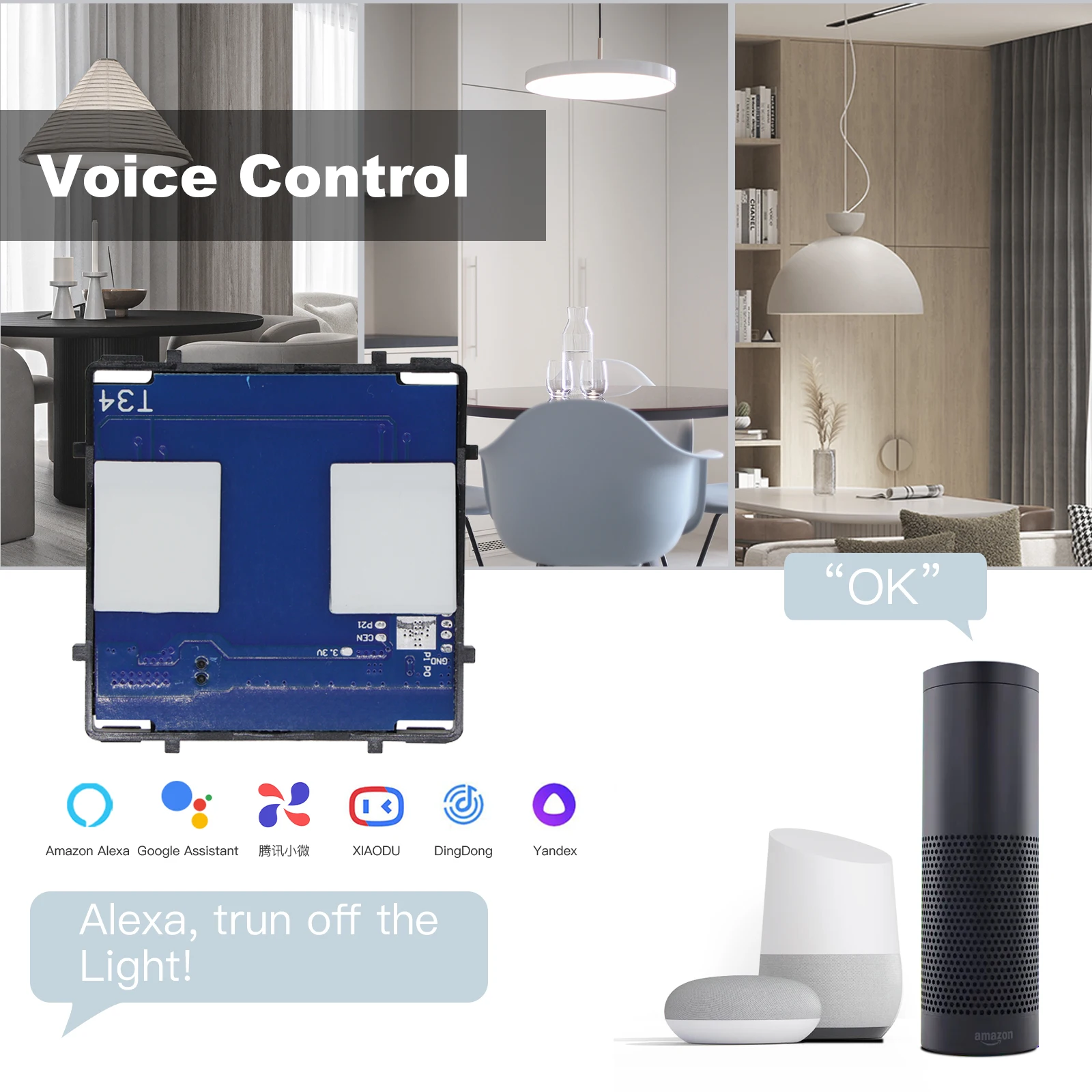 Bseed-Base de interruptor de pared estándar de la UE, interruptor de luz de pared con función de Wifi táctil, 1/2/3 entradas, CA 110-240V, Control por aplicación, sin Panel de vidrio