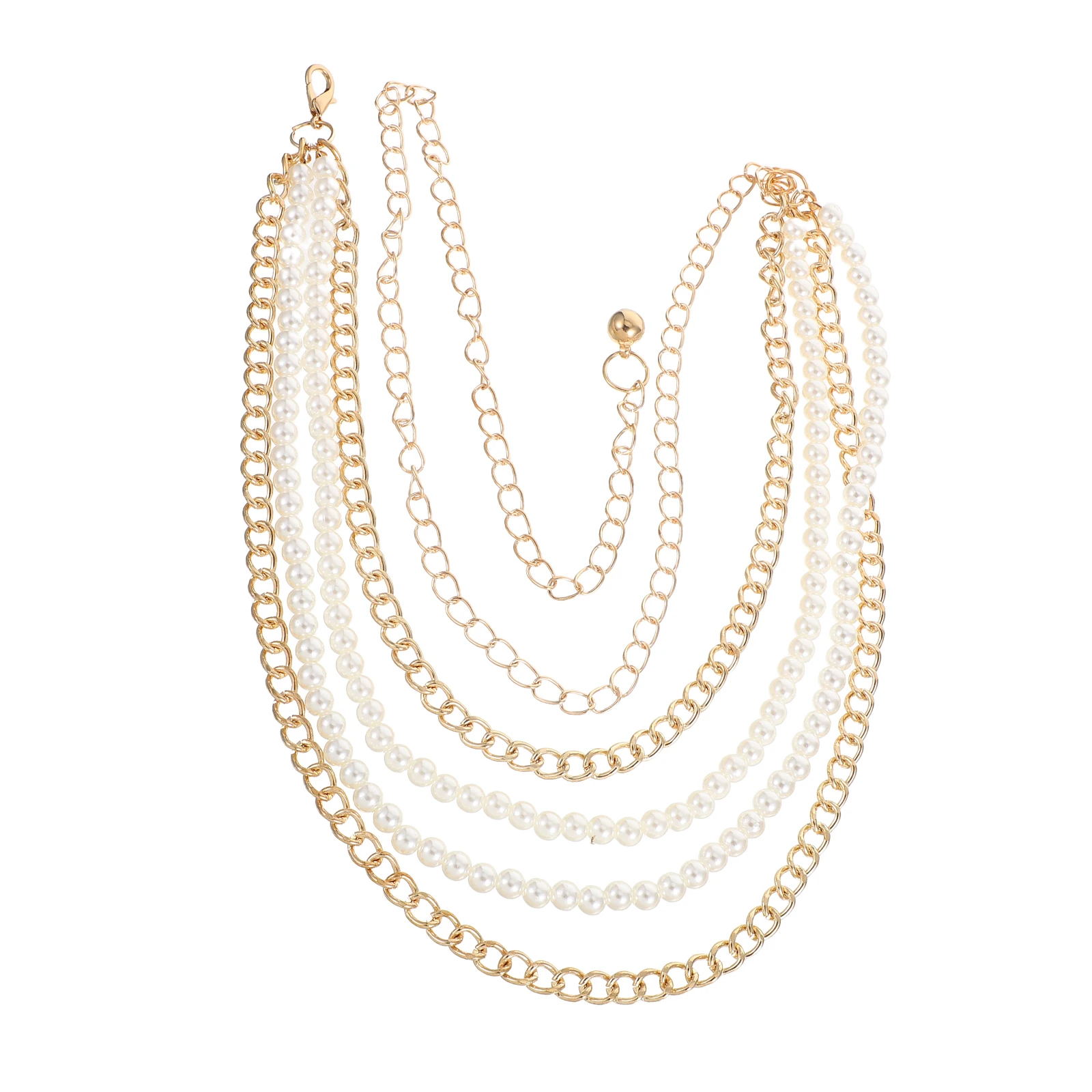 

Pearl Metal Waist Chain Dress Belt Women Chains for Fashion Dressy Belts with Miss