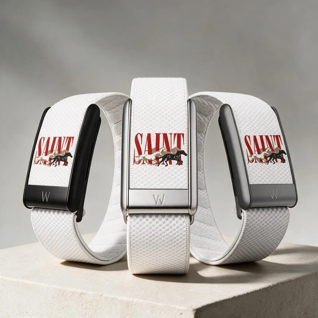 Compatible WHOOP 5.0 MG Horse Pattern Letter Print Nylon Woven Sport Strap Metal U Frame Replacement Wristband