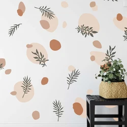 Greenery Boho Leaf Color Spots Wall Sticker Bedroom Playroom Geometric Dot Plant Tree Wall Decal Living Room Vinyl Decor