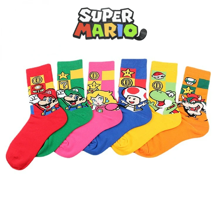 

Super Mario Bros Casual Sock Classic Game Anime Characters Yoshi Luigi Bowser Print Cosplay Prop Party Decoration Holiday Gift