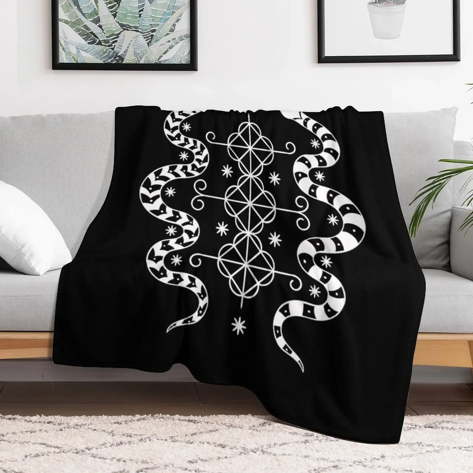 Damballah Wedo Veve loa symbol Throw Blanket Luxury Luxury Throw Blankets