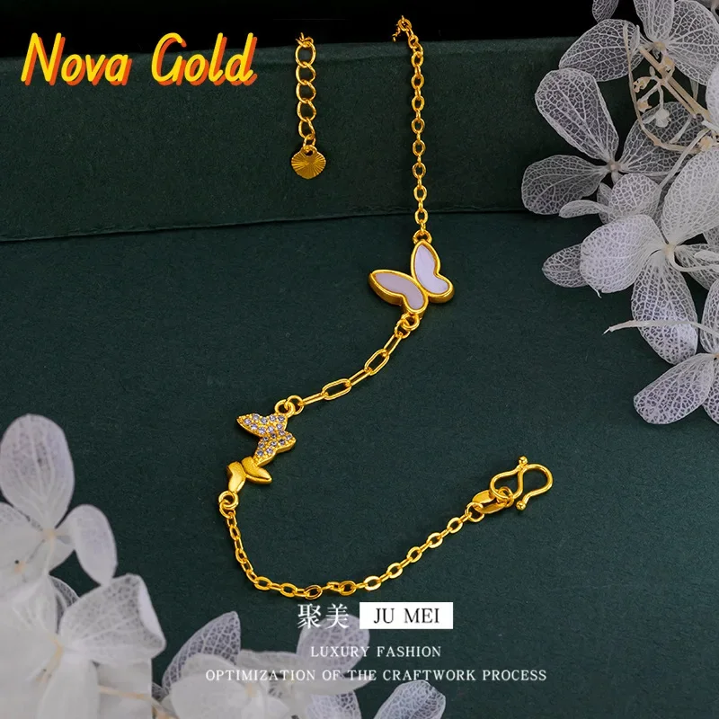 

NovaGlod 24K real gold diamond shell butterfly bracelet 9999 diamond shell butterfly bracelet new style craft accessories hand d