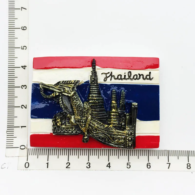 Thai Flag Fridge Magnet Cultural Landscape Resin Decoration Tourism Souvenir Message Sticker Crafts