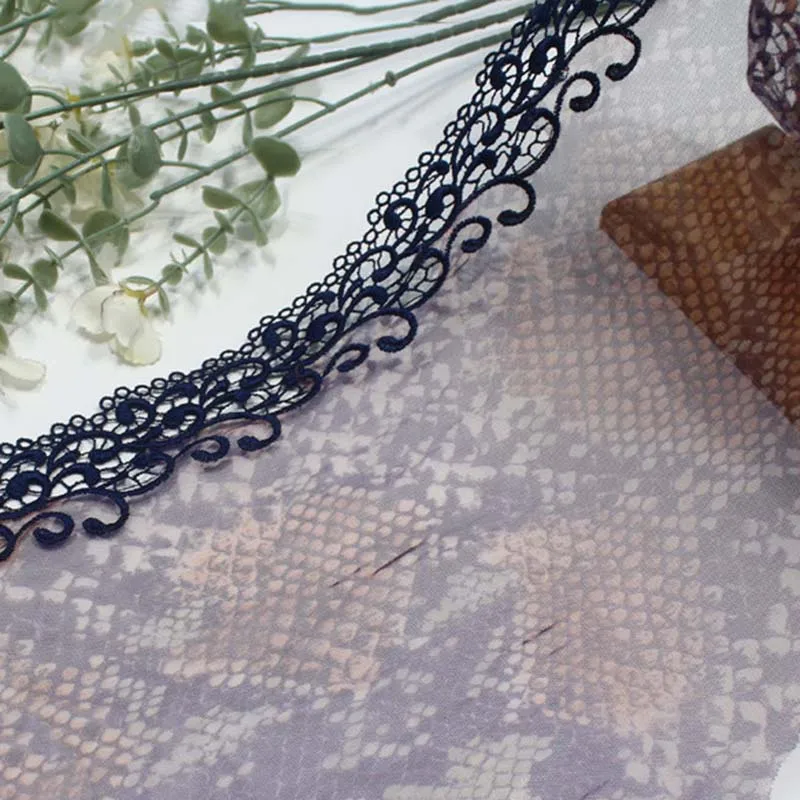 

45Yards Retro Style Colorful Snakeskin Printed 21cm Guipure Floral Embroidered Lace Trim for Women Sexy Clothes Accessories