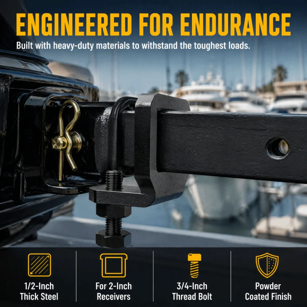 Vibration Reduction 2 Inch Hitch Tightener Black Anti Rattle Hitch Clamp Towing Receiver Tightener Cargo Transport