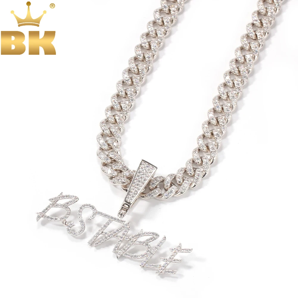 Tbtk Aangepaste Naam Curisve Brief Hanger Grote Sluiting Fit Met 12Mm Cz Cubaanse Ketting Kettingen Hiphop Diy Sieraden Beste gift