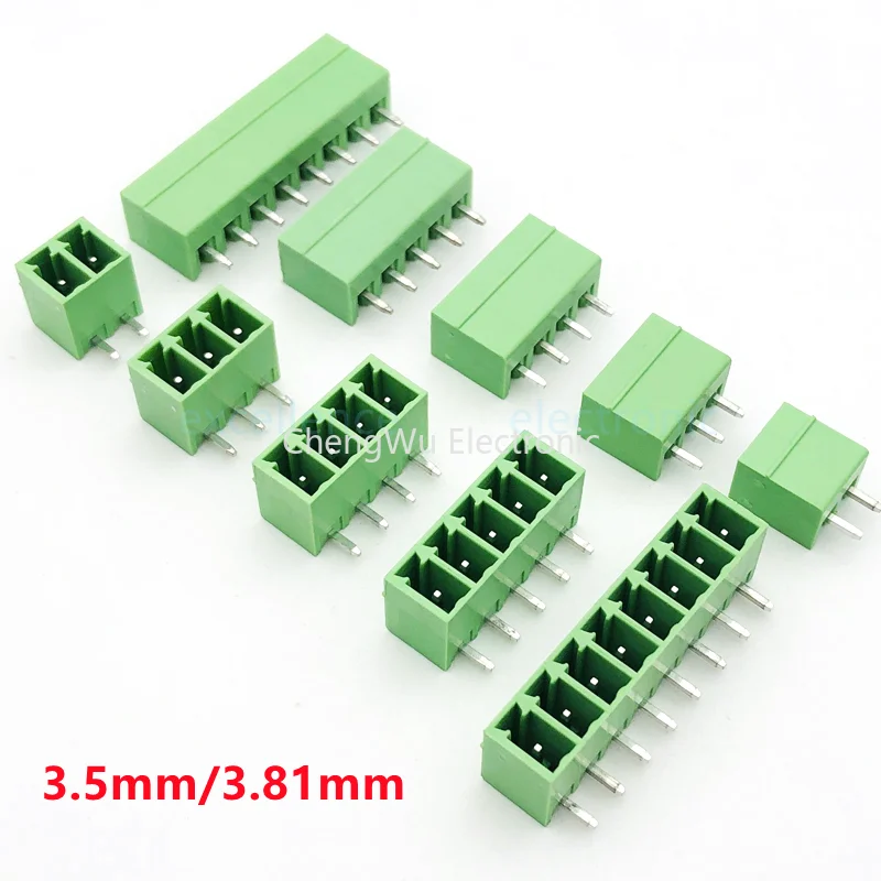 5pcs 15EDG 3.5mm/3.81mm 2/3/4/5/6/7/8/9/10Pin KF2EDG PCB Screw Terminal Block Straight Needle Right Angle Pin Header Socket